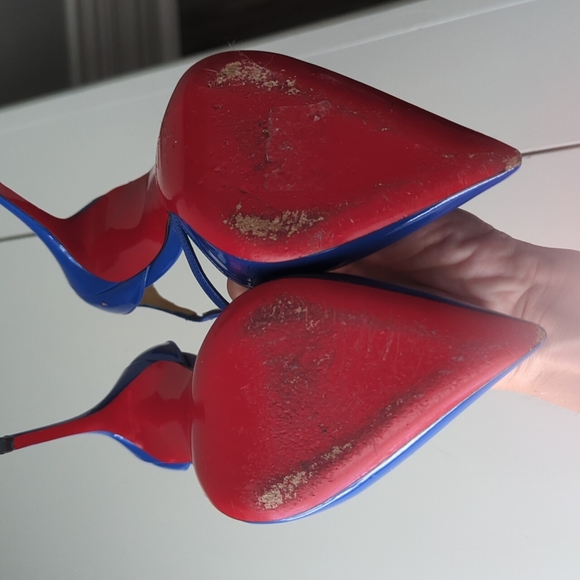 Christian Louboutin Cross Blake 100 Cobalt Blue Pumps - Picture 4 of 6